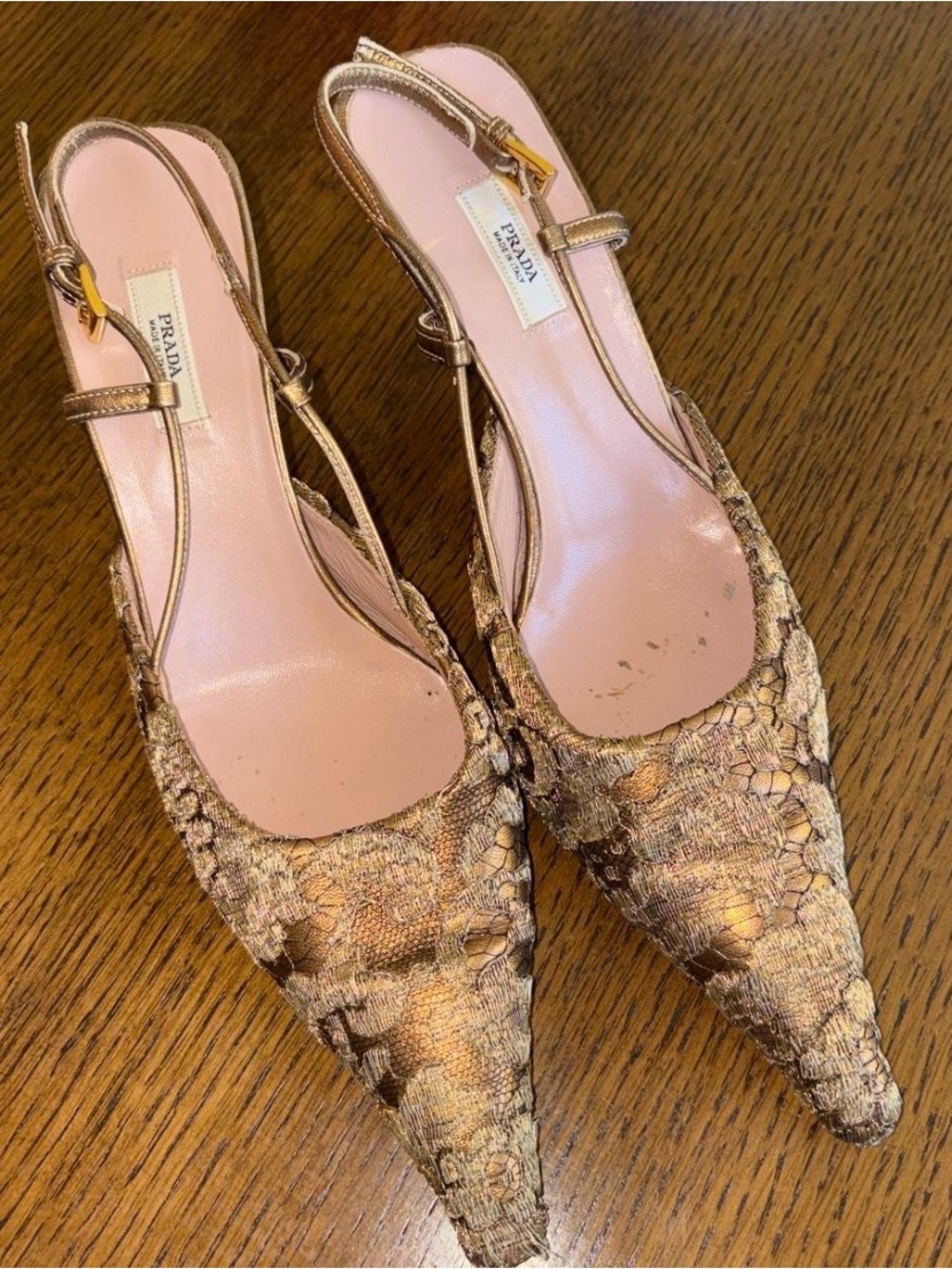 Prada Women's Metallic Pink Slingback Pumps